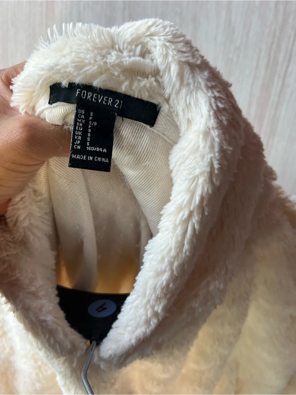 Forever 21 Cream Plush Hooded Cropped Sweater